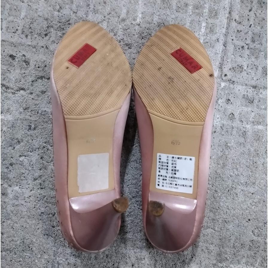220301cumar粉色緞面圓頭高跟鞋6號半二手 enzo angiolini電繡花朵水鑽尖頭高跟鞋 晚宴鞋婚宴鞋-細節圖6