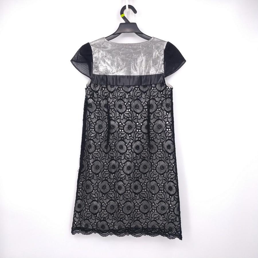 211104品牌S&R莎蕾銀色黑色蕾絲絲絨洋裝小禮服宴會服 M二手-細節圖2
