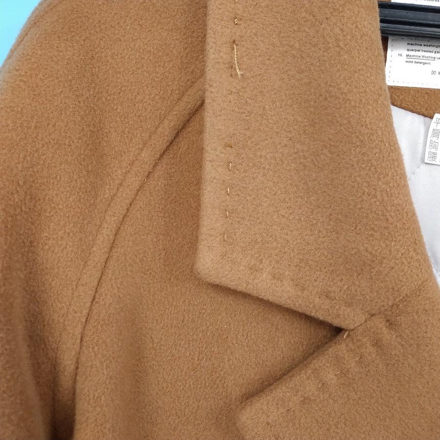 211204奶茶色長版外套二手.領子有脫線-細節圖2
