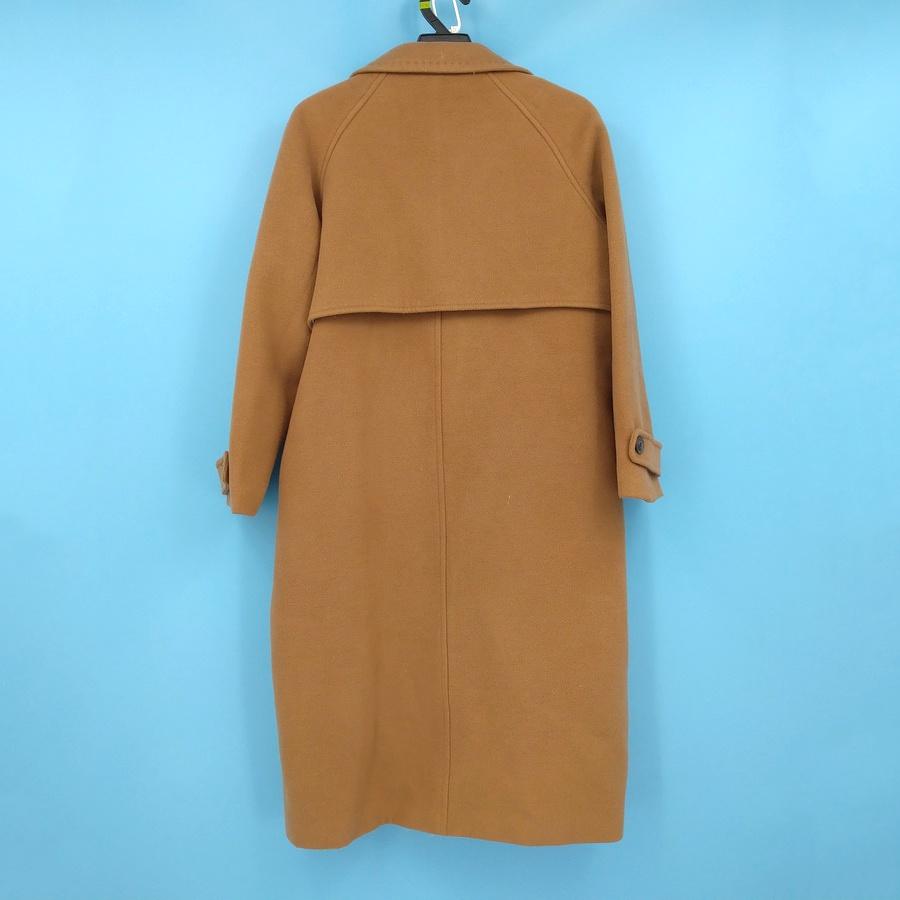 211204奶茶色長版外套二手.領子有脫線-細節圖3