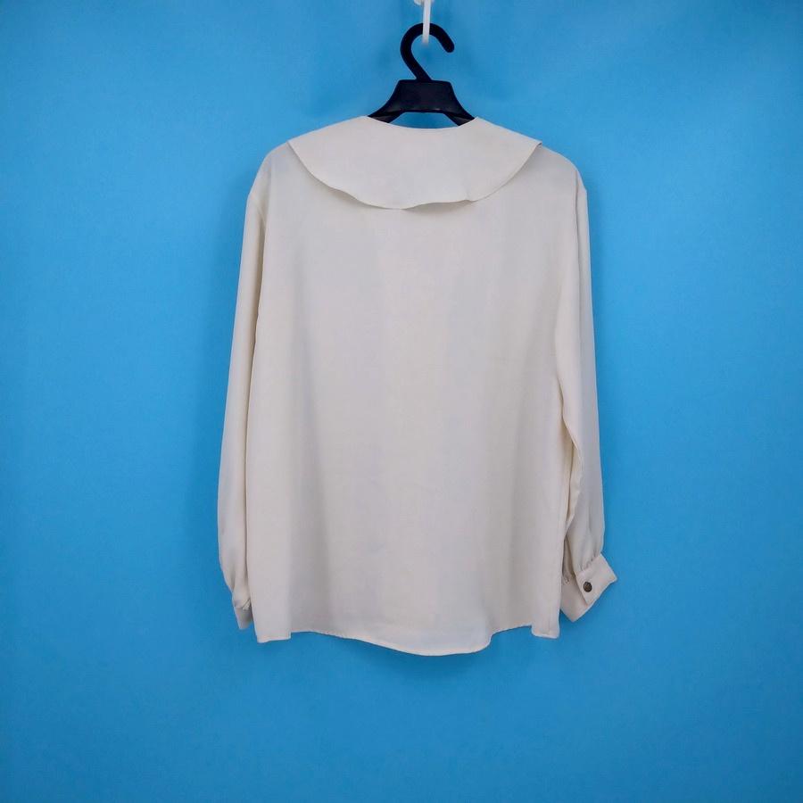 211202舊愛古著日本製白色圓領抓皺襯衫上衣二手-細節圖2