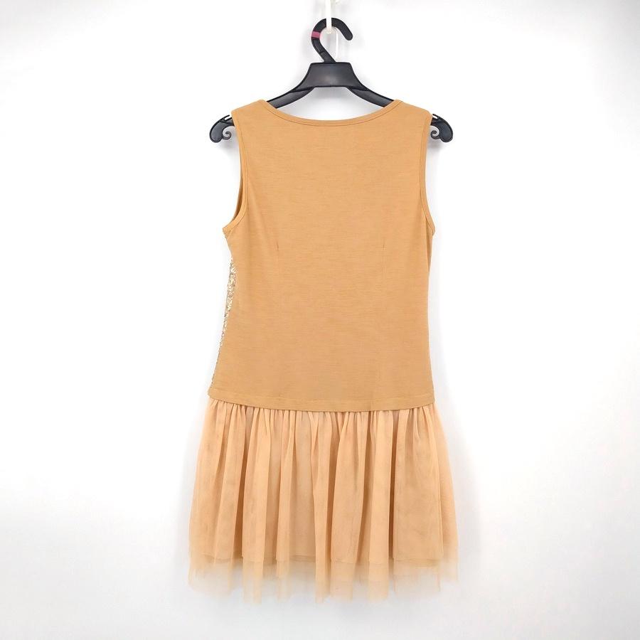 211104niceioi金色亮片藕粉紗質無袖洋裝M二手-細節圖2