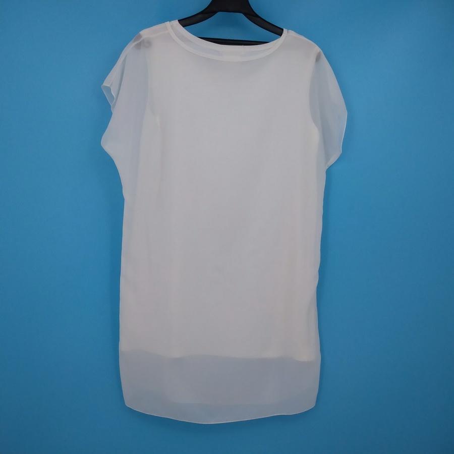 211202白色假兩件相機圖樣雪紡紗上衣二手-細節圖2