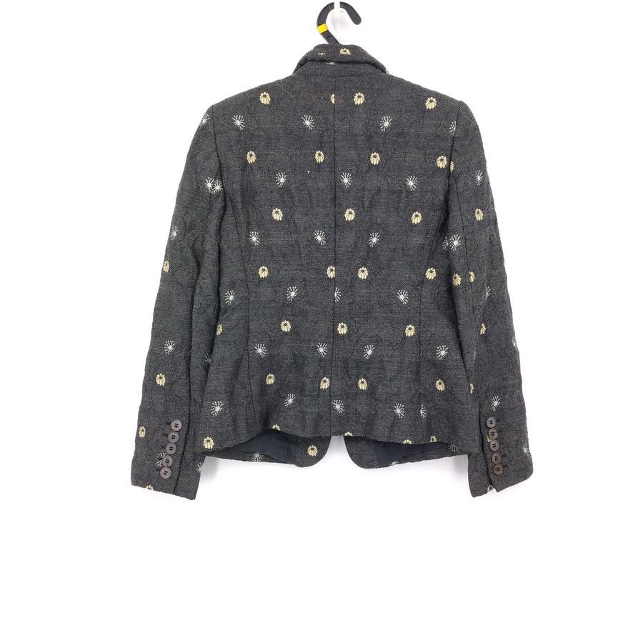 211104義大利製EMPORIO ARMANI亞曼尼中灰色電繡圖樣西裝外套上衣二手-細節圖2