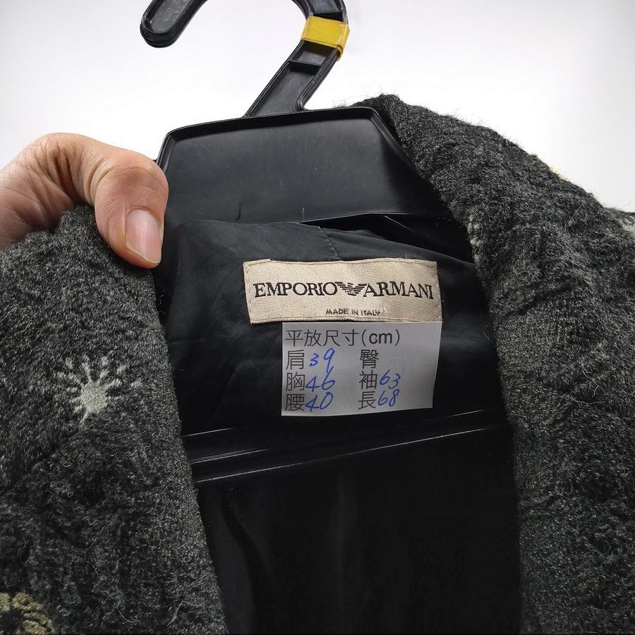 211104義大利製EMPORIO ARMANI亞曼尼中灰色電繡圖樣西裝外套上衣二手-細節圖3