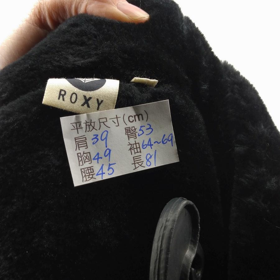 211104ROXY黑灰色內裡毛毛連帽長版外套M上衣二手-細節圖3