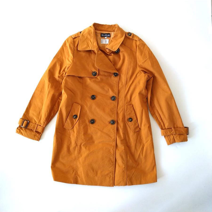 220102nouvelle TOKYO黑色橘黃紅色口袋風衣雙排扣外套11二手-細節圖5