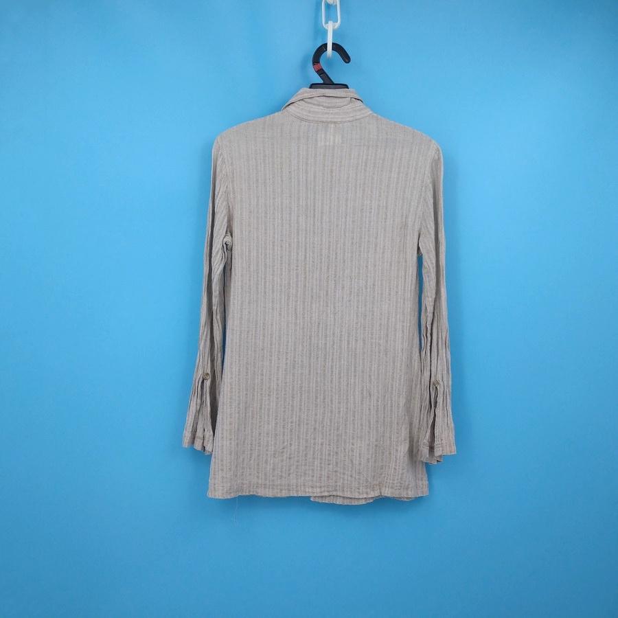 211202品牌22octobre米色條紋長板長袖襯衫上衣二手-細節圖2