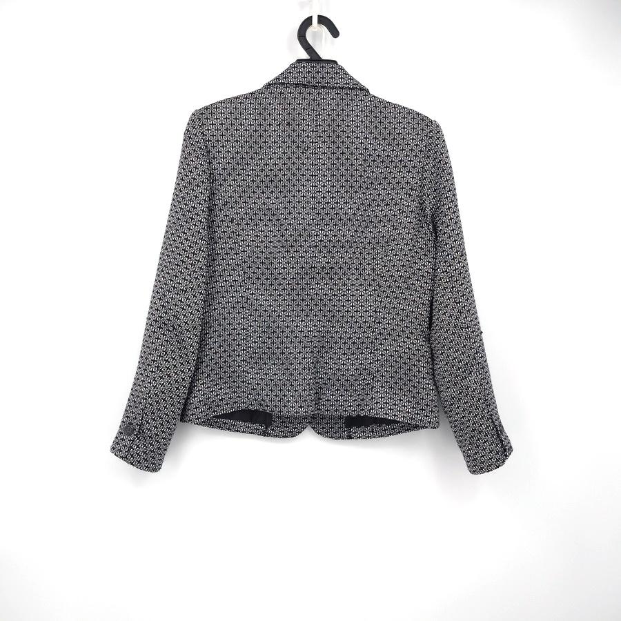 211104SANS FIN灰黑白十字編織毛料西裝外套上衣二手-細節圖2