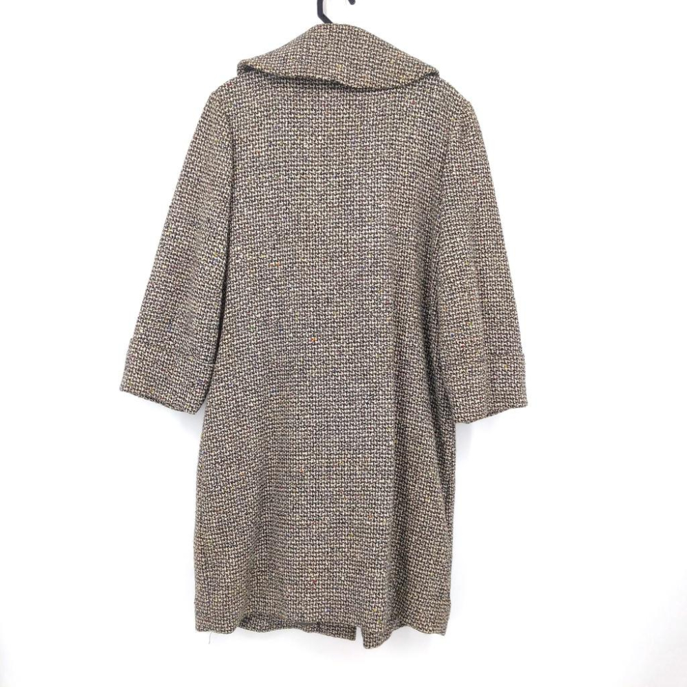 220103舊愛古著黑白毛料寬版長板秋冬大衣二手 領子可拆-細節圖2