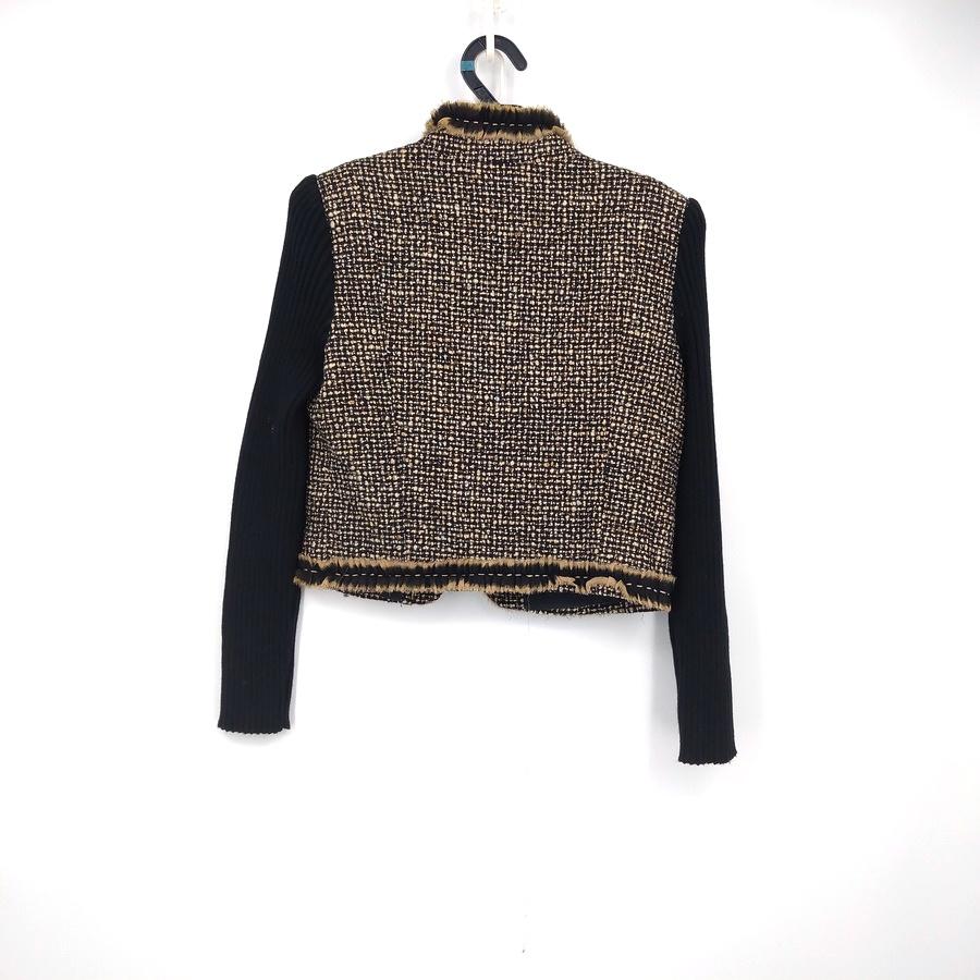 211104義大利製gemma zanzani黑色駝色格紋毛料外套上衣二手-細節圖2