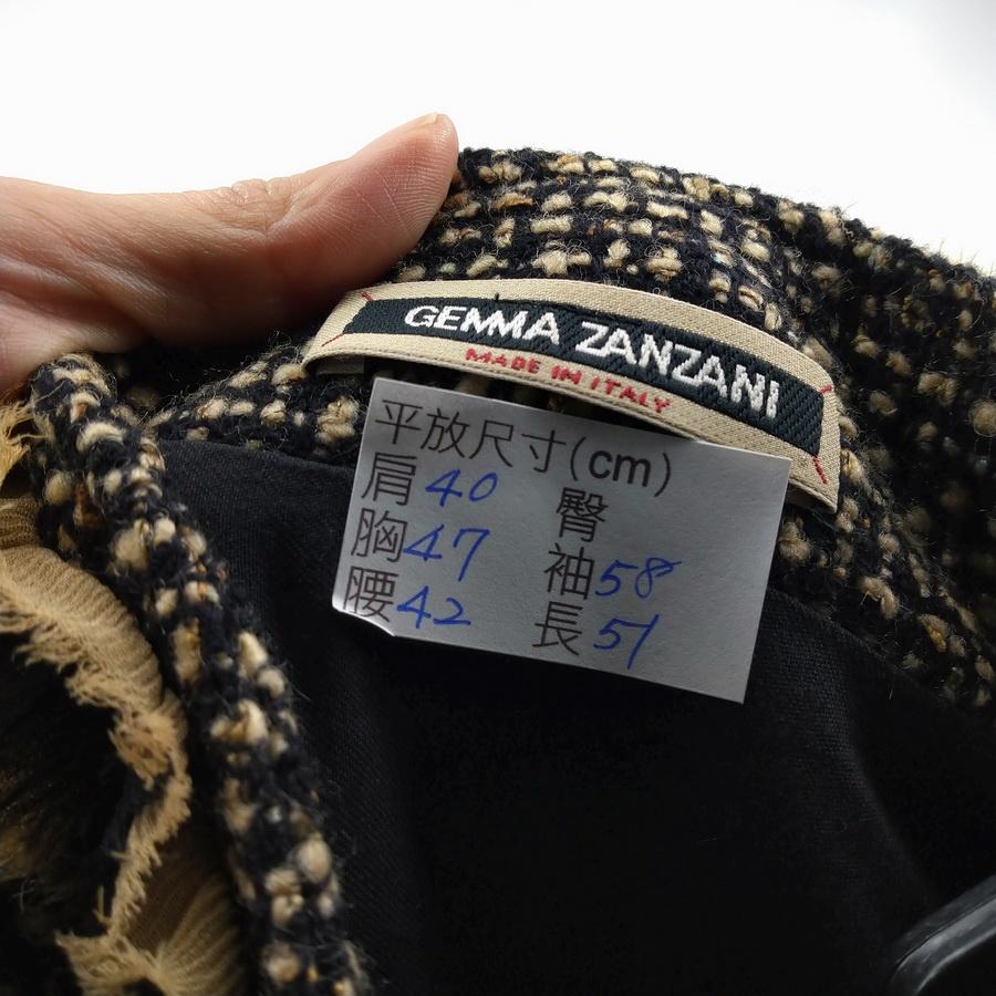 211104義大利製gemma zanzani黑色駝色格紋毛料外套上衣二手-細節圖3