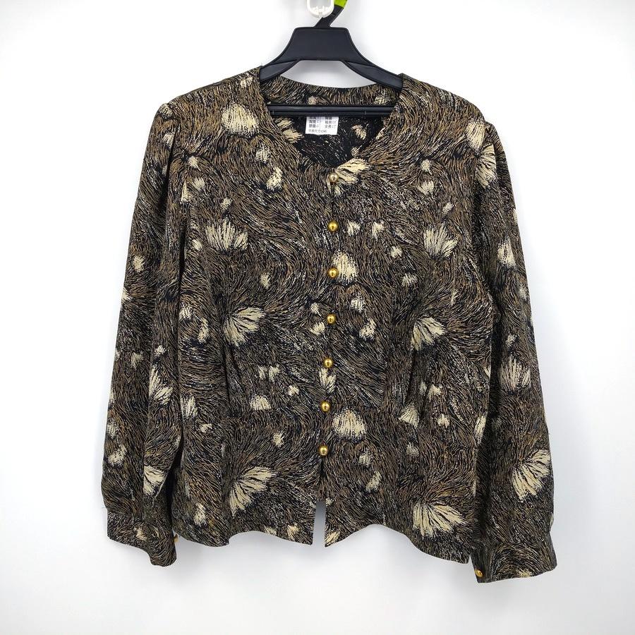 211204白色花朵黑色黃色塗鴉裙子長袖套裝二手-細節圖2