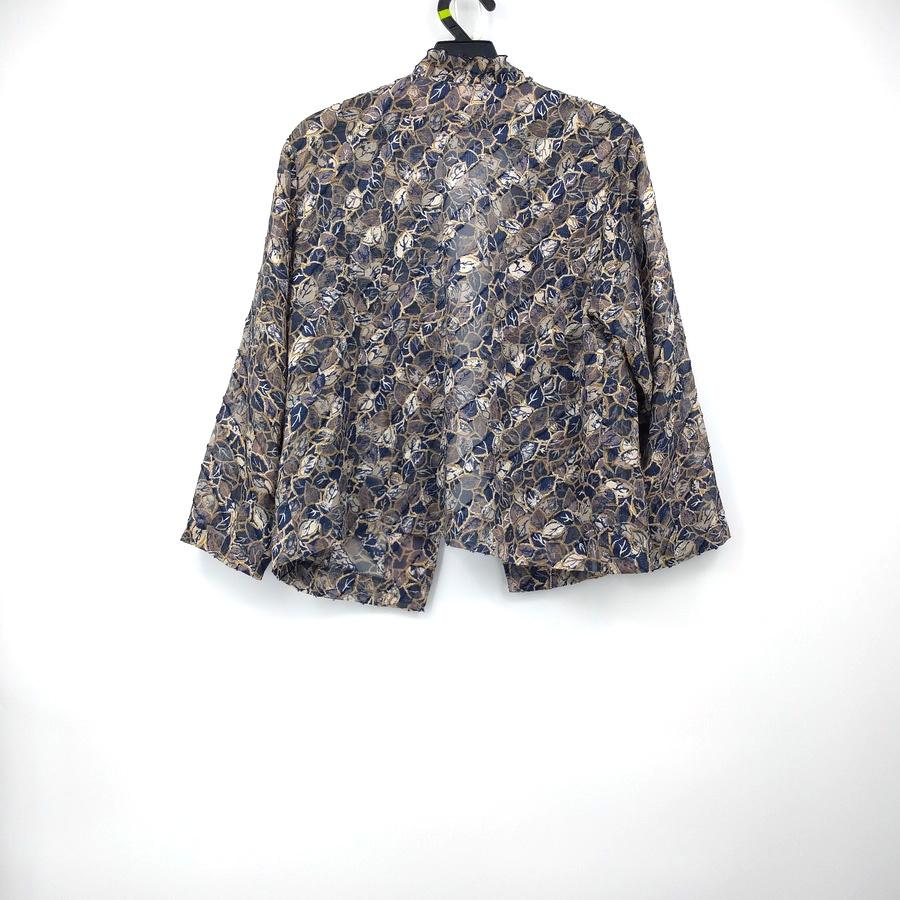 211204藍灰綠葉子圖樣短袖洋裝長袖罩衫套裝二手-細節圖4