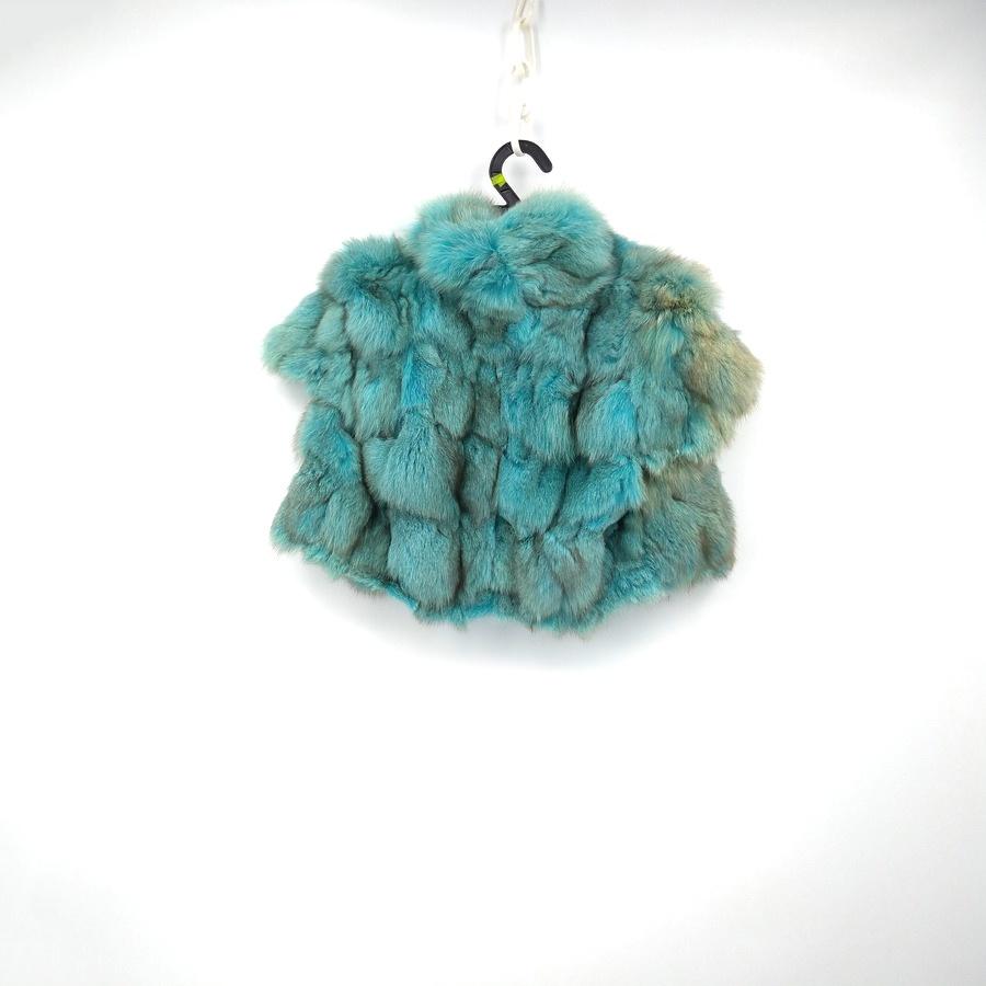 210902COSM藍綠色兔毛短版罩衫上衣M二手-細節圖2