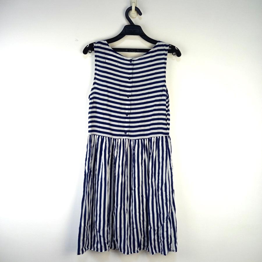 220802藍白條紋無袖洋裝二手-細節圖2