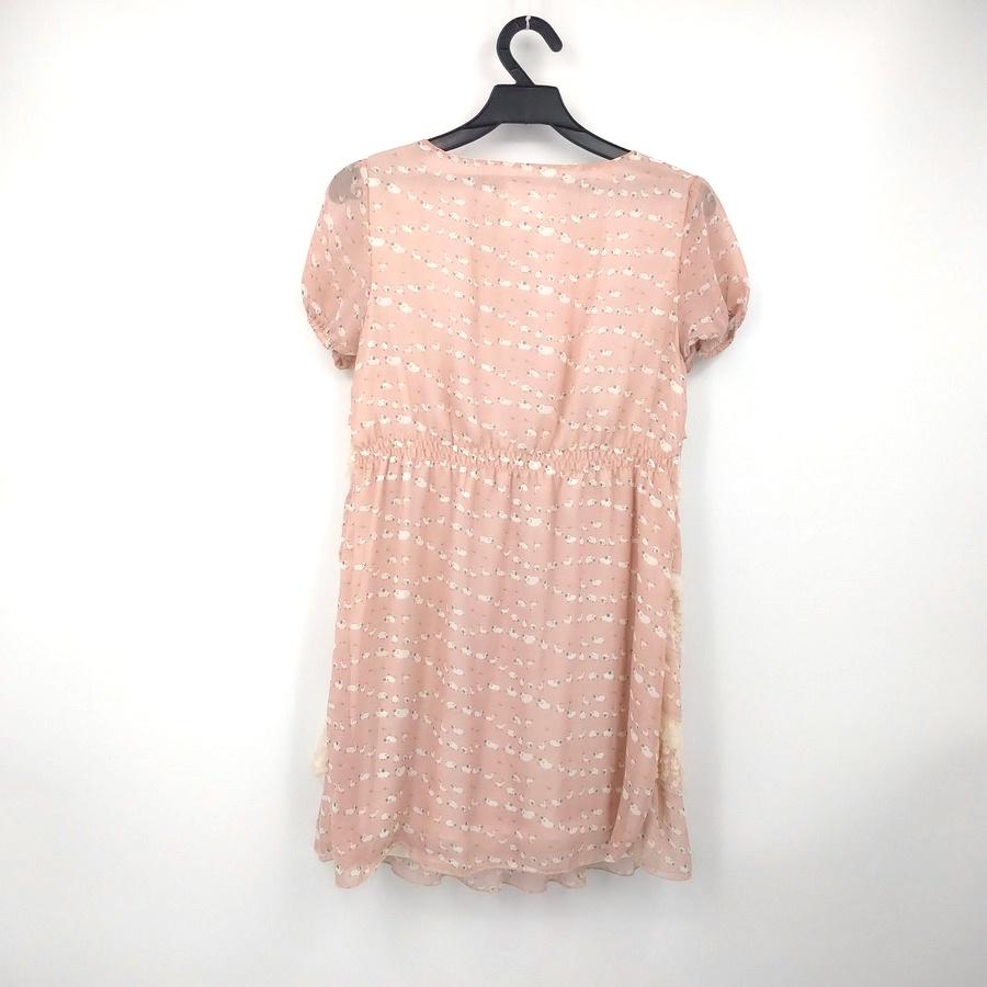 210902淡粉紅小羊圖樣雪紡紗洋裝二手-細節圖2