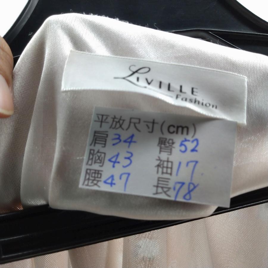 210902淡粉紅小羊圖樣雪紡紗洋裝二手-細節圖3