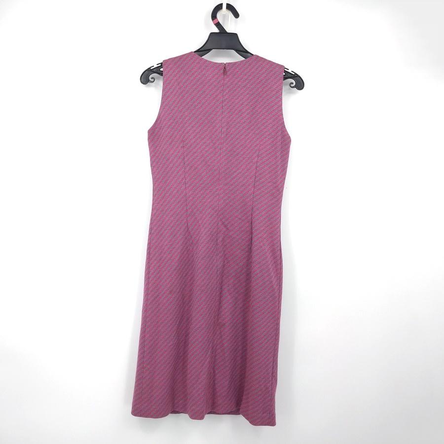 211004舊愛古著桃紅藍綠無袖毛料窄裙洋裝二手-細節圖2