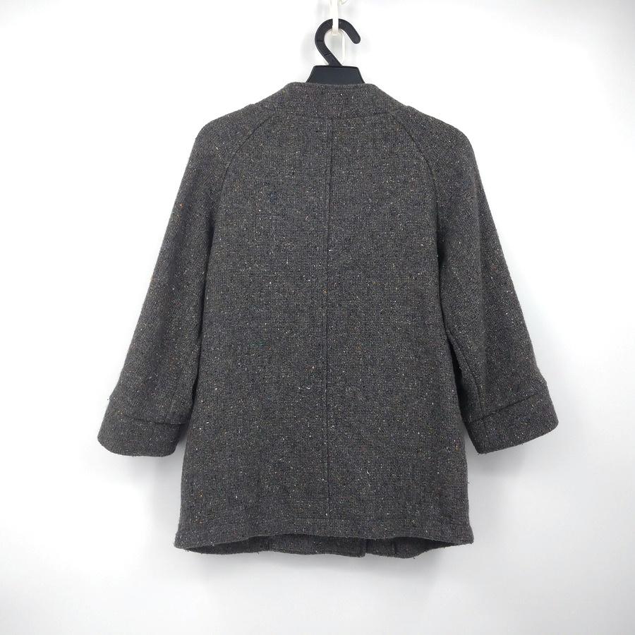 211003中灰色毛料雙排扣外套二手-細節圖2