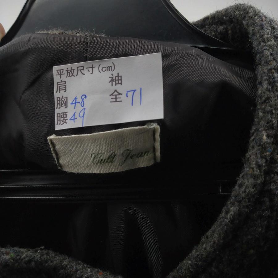 211003中灰色毛料雙排扣外套二手-細節圖3