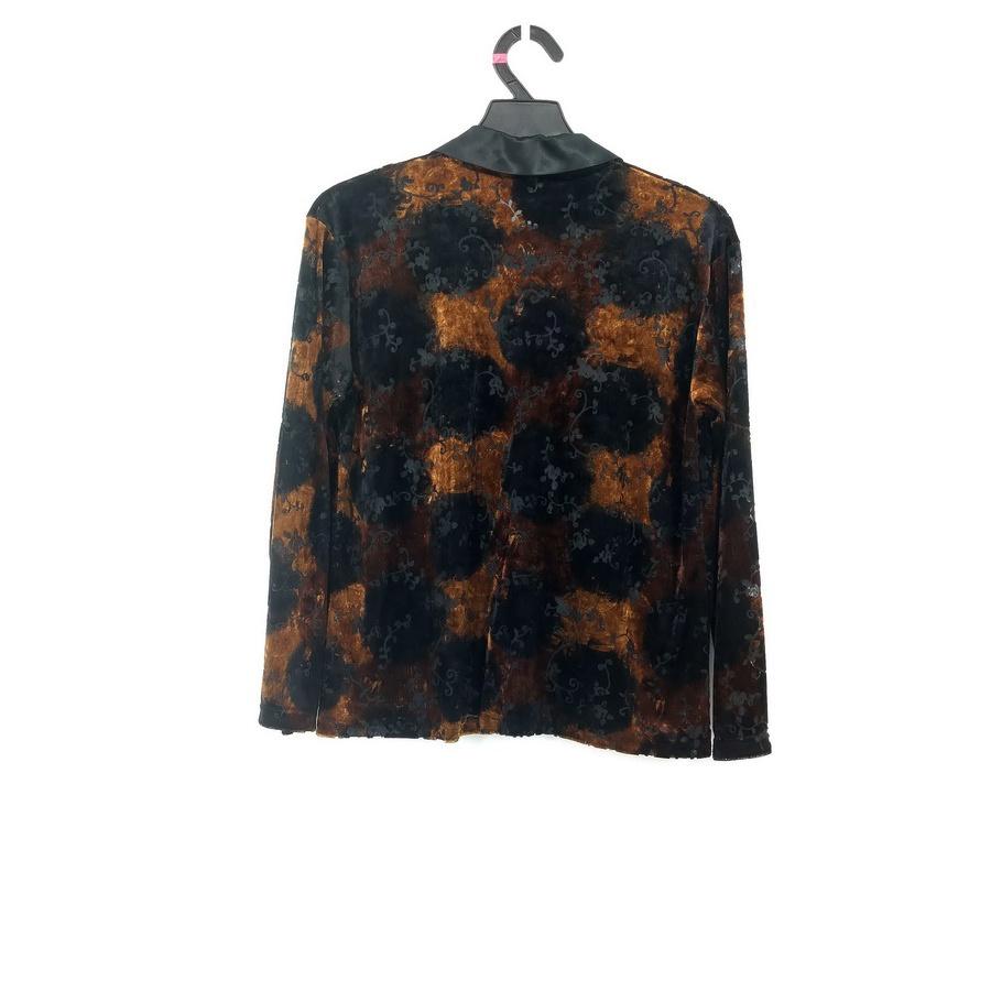 211003義大利製絲絨布花朵褐色黑色外套二手-細節圖2