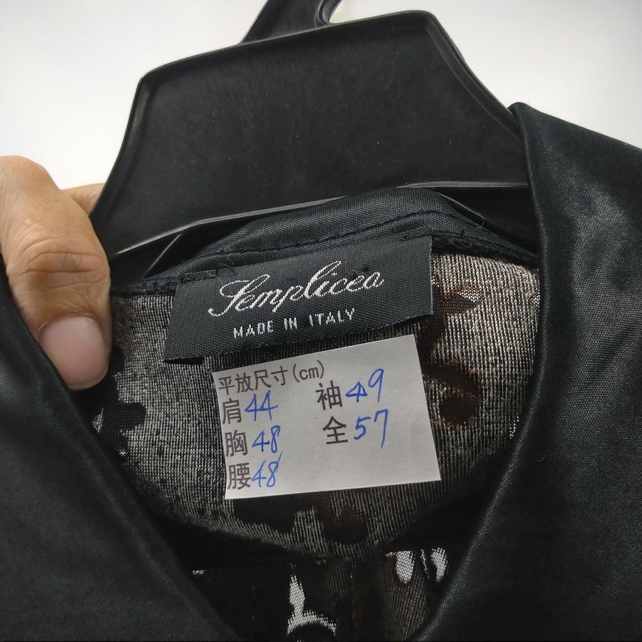 211003義大利製絲絨布花朵褐色黑色外套二手-細節圖3