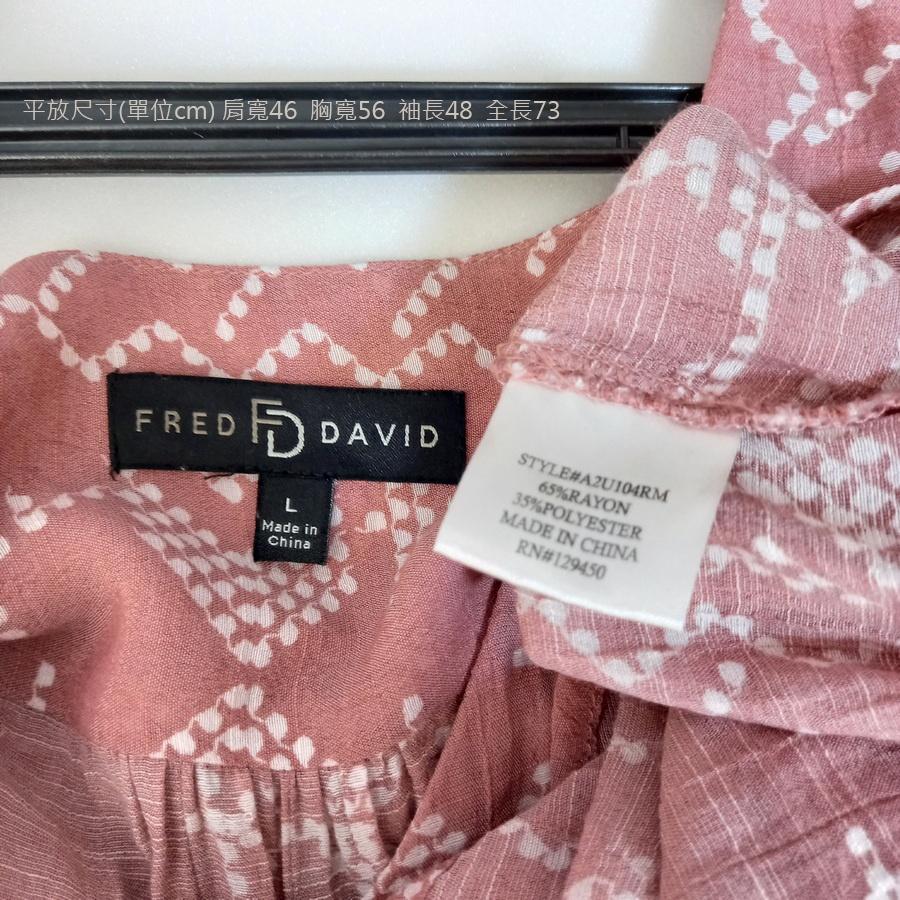 220802FRED DAVID粉紅白色色塊上衣L二手-細節圖3