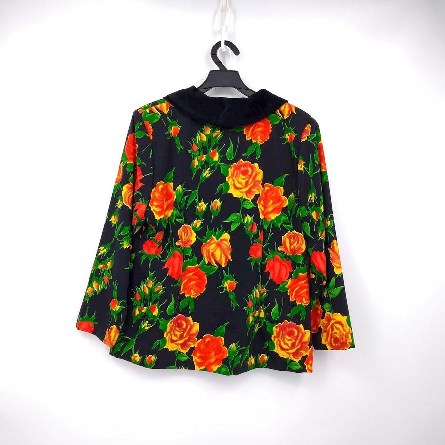 211004舊愛古著紅橘玫瑰花圓領上衣二手-細節圖2