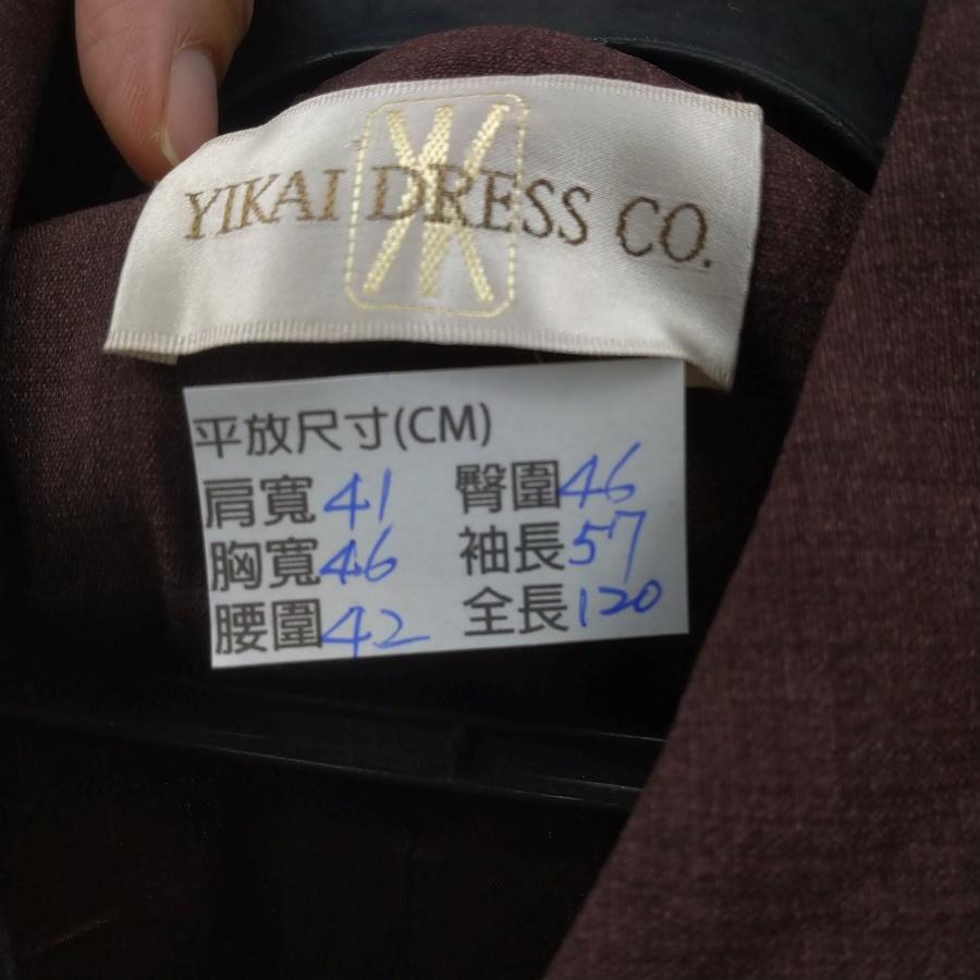 211003yikai dress co深酒紅褐色長板毛線不規則線條外套二手-細節圖3