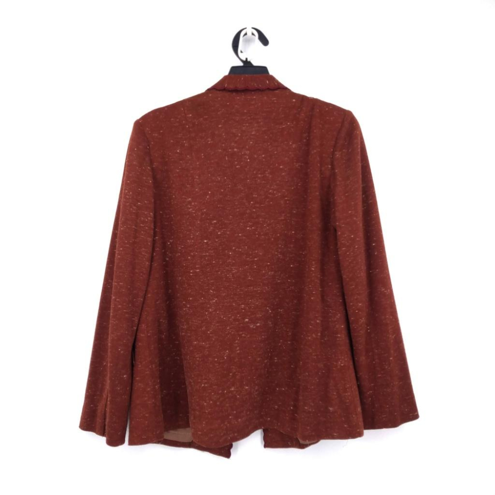 220103舊愛古著磚紅色電繡花朵長袖圓領圓領洋裝罩衫套裝二手 內裡有破損-細節圖7