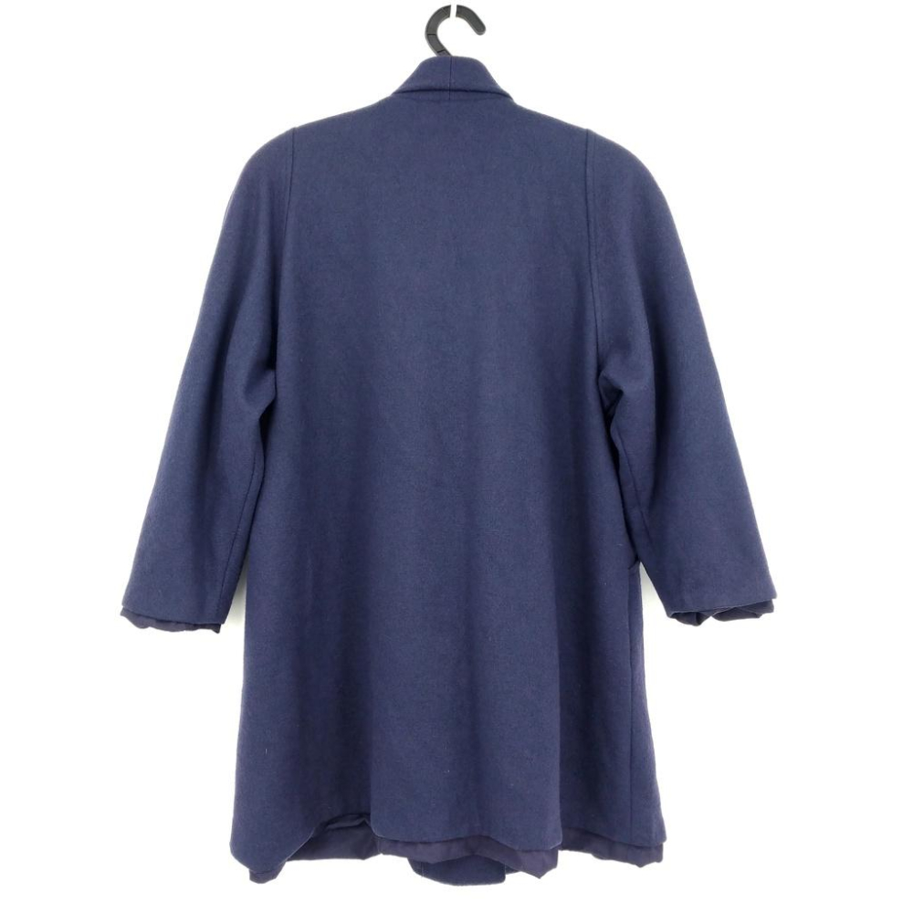 220103舊愛古著藍灰色毛料寬版秋冬大衣二手-細節圖2