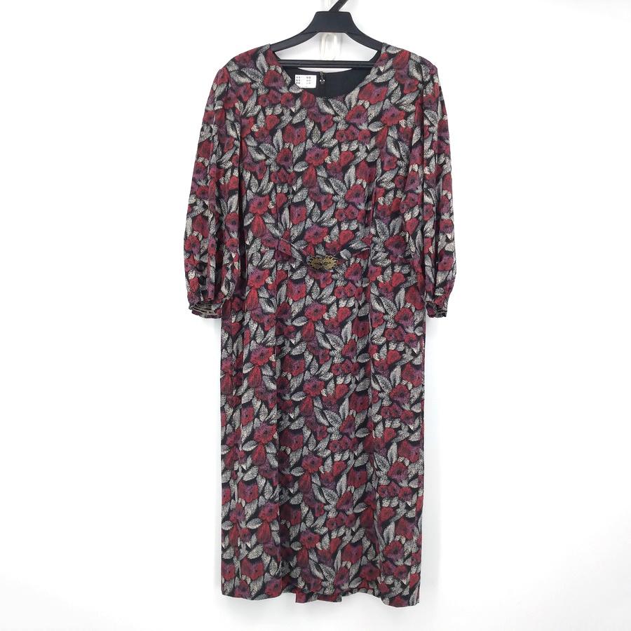 211204灰紅玫瑰葉子長袖洋裝長袖西裝罩衫套裝二手-細節圖2