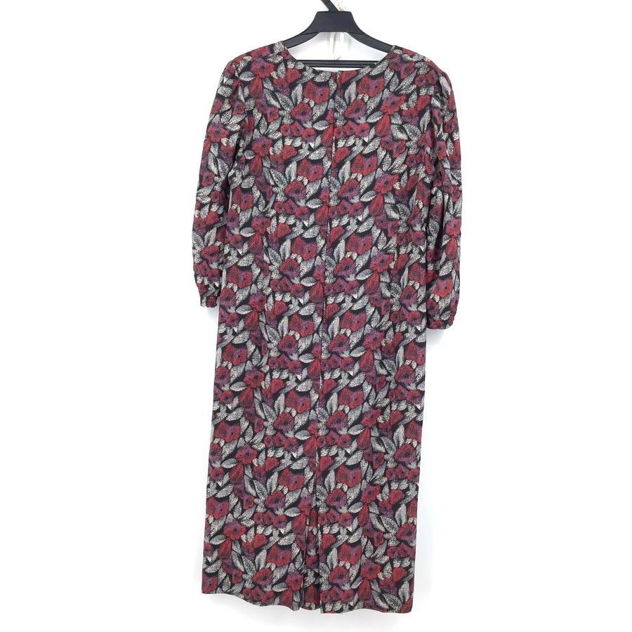 211204灰紅玫瑰葉子長袖洋裝長袖西裝罩衫套裝二手-細節圖3