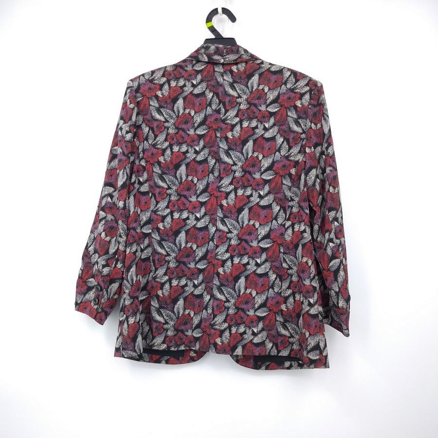 211204灰紅玫瑰葉子長袖洋裝長袖西裝罩衫套裝二手-細節圖5