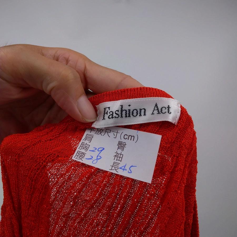 210902fashion act橘紅色針織細肩帶上衣二手-細節圖2