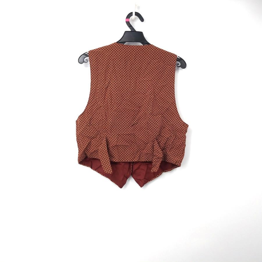 211201舊愛古著酒紅粉紅滿版碎花背心二手-細節圖2