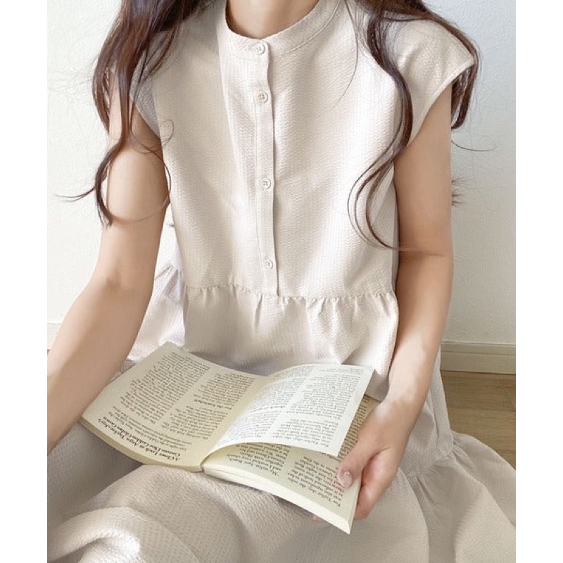 [現貨2件，馬上寄出]🇯🇵日本Classical Elf 夏日中山領後綁帶法式袖排釦拼接蛋糕連身裙-細節圖5