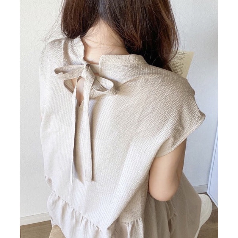 [現貨2件，馬上寄出]🇯🇵日本Classical Elf 夏日中山領後綁帶法式袖排釦拼接蛋糕連身裙-細節圖6