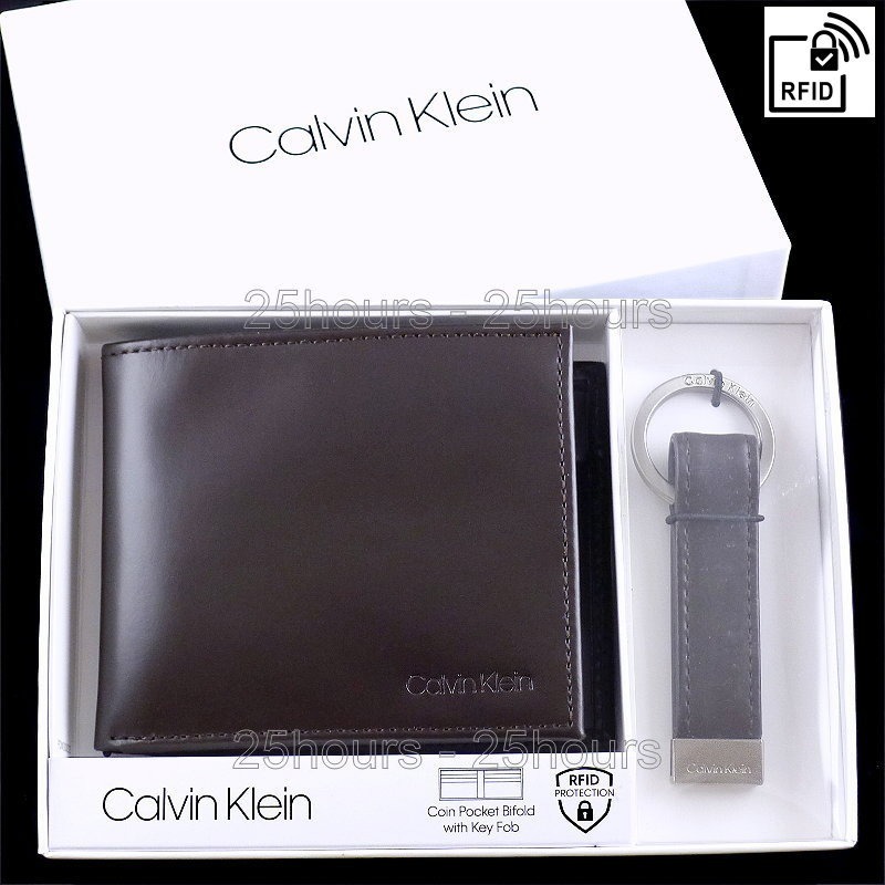 🇺🇸CK專櫃正品🇺🇸 Calvin Klein 短 皮夾 防盜刷零錢袋 +鑰匙圈禮盒  ck 短 皮夾 錢包-細節圖2