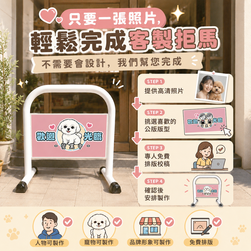 停車拒馬【照片可製作✨】雙面廣告牌｜店面告示牌菜單 營業中 活動招牌 快速出貨 禁止停車 請勿停車 LG-208-細節圖2