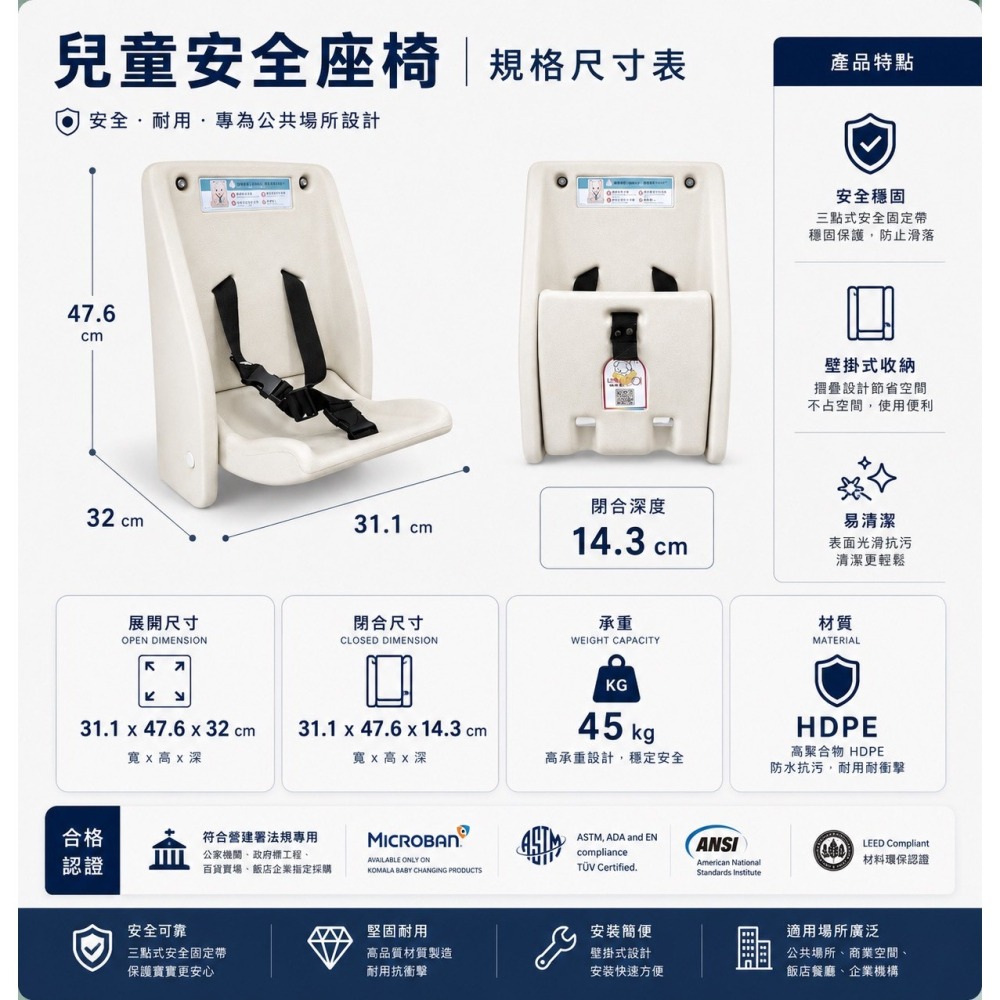 現貨供應【親子廁所法規驗收文件齊全】安力仕 嬰兒安全座椅 嬰兒換尿布台 兒童安全椅 嬰兒換尿布檯 寶寶換尿布台3909-細節圖5