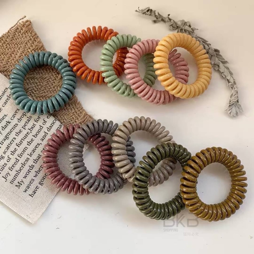 莫蘭迪色系電話線髮圈（10個一組）-細節圖2