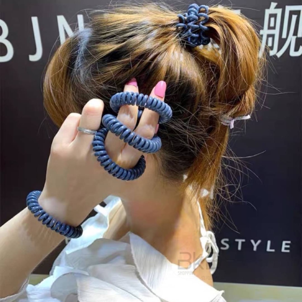 莫蘭迪色系電話線髮圈（10個一組）-細節圖3