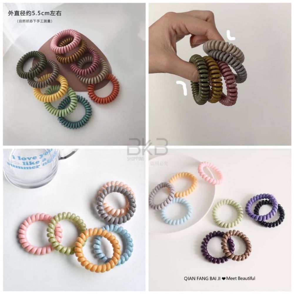 莫蘭迪色系電話線髮圈（10個一組）-細節圖4