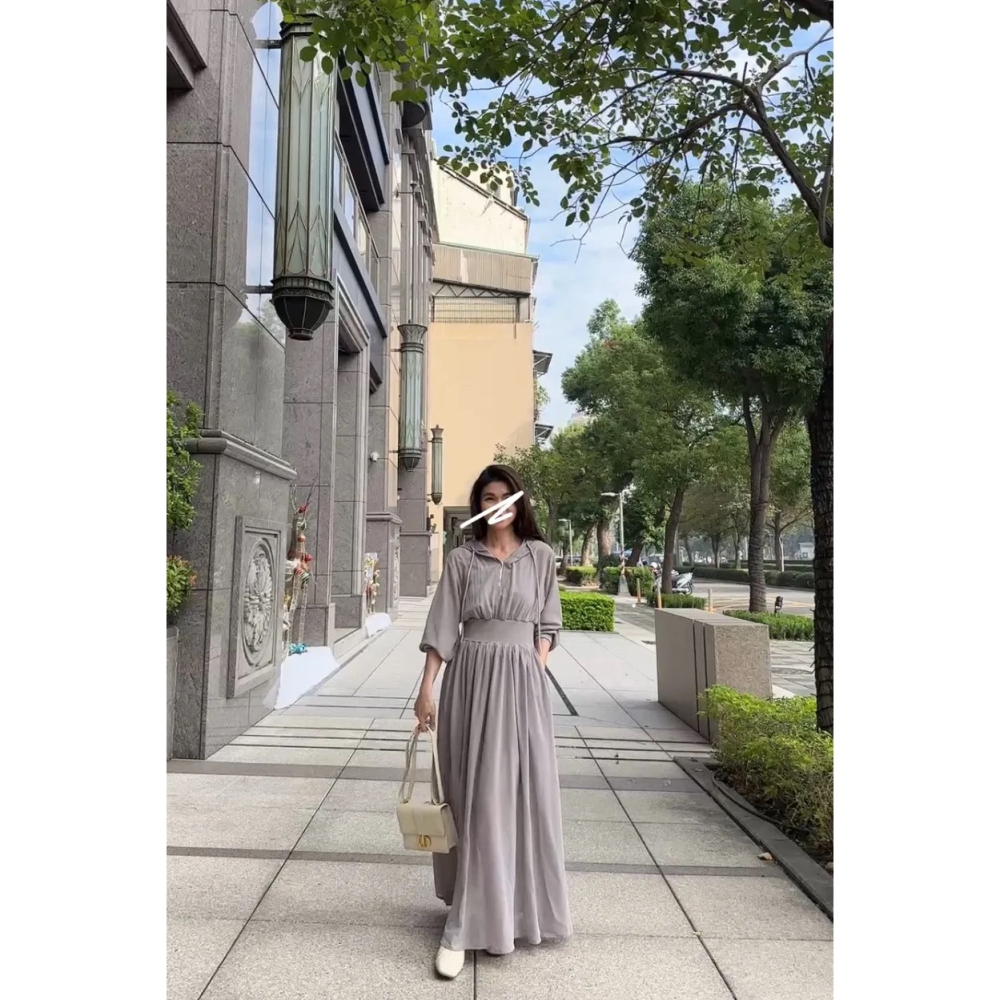 現貨♥︎ 赫米 闆娘實拍 ♥︎ 零死角！！率性不失優雅連身長洋裝  ops-細節圖6