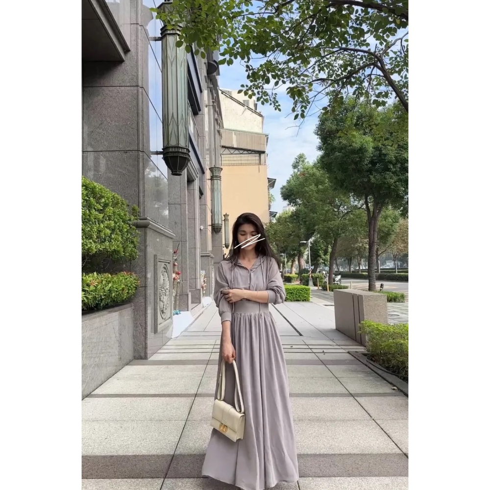現貨♥︎ 赫米 闆娘實拍 ♥︎ 零死角！！率性不失優雅連身長洋裝  ops-細節圖8