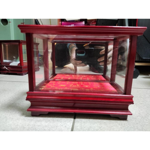二手-玻璃木框 展示盒 展示櫃 包裝盒 公仔收納盒 立體擺件盒 尺寸標示如圖