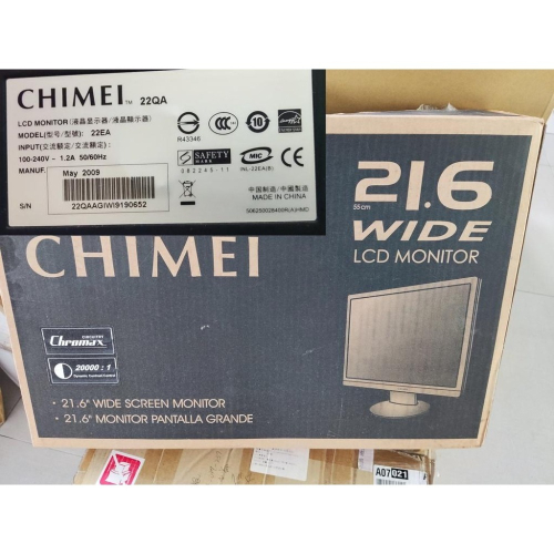 二手堪用-CHIMEI 奇美22QA 液晶螢幕 當零件機賣 含外盒