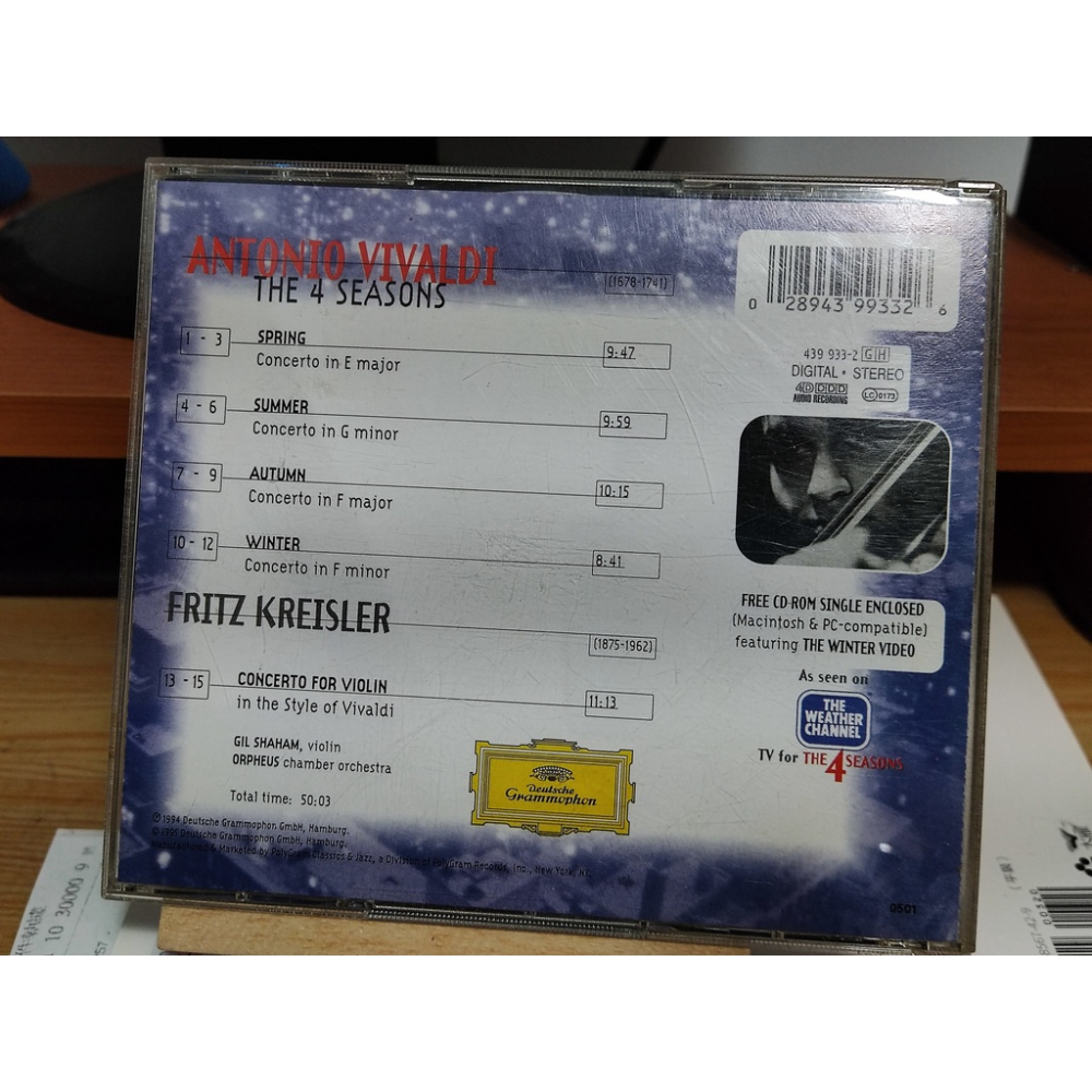 二手CD-韋瓦第 四季小提琴協奏曲 克萊斯勒 小提琴協奏曲 夏漢/小提琴 CN1025457-細節圖2